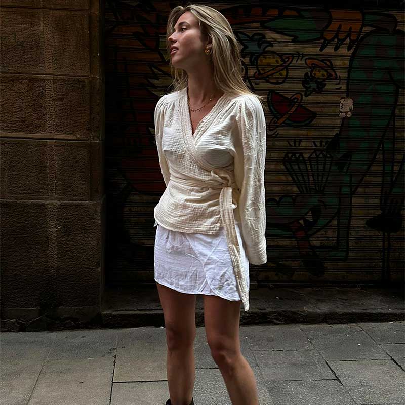 Sissel Edelbo Winfrey Wrap Top Off White - J BY J Fashion