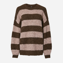 Pieces PCRasmine LS Oversize O-Neck Knit BC Hot Fudge Stripes