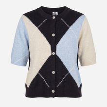 Pieces PCSally SS Knit Check Cardigan Maritime Blue