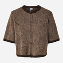 Pieces PCJenna SS O-Neck Knit Cardigan Hot Fudge