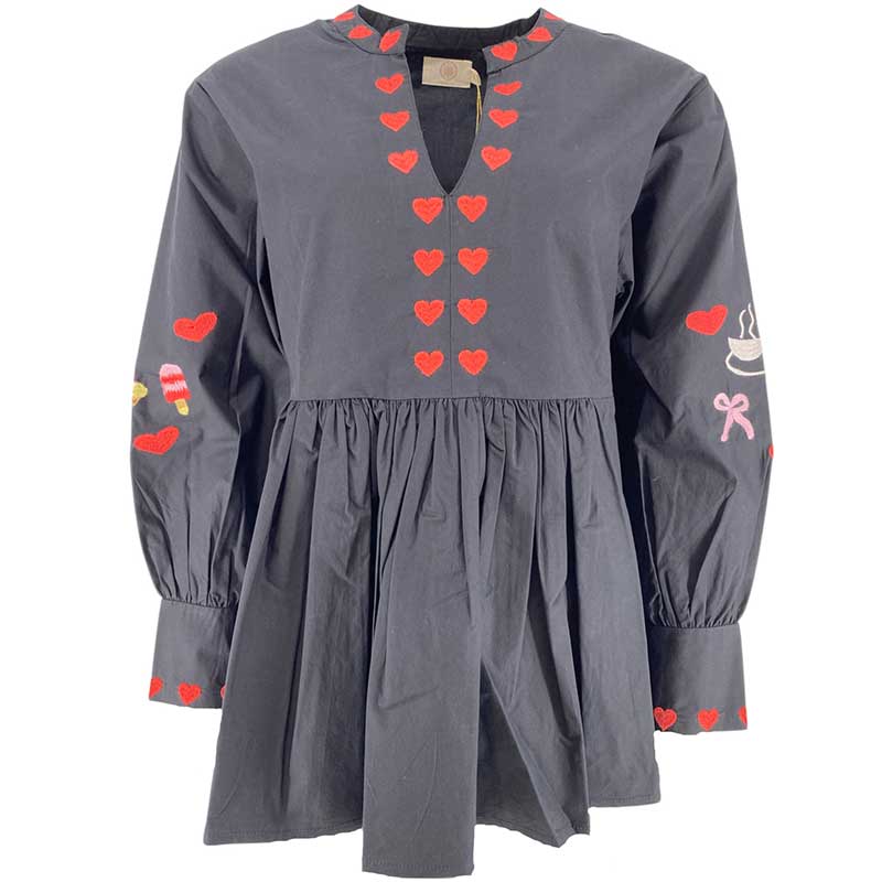 WAUW Heart Blouse Black