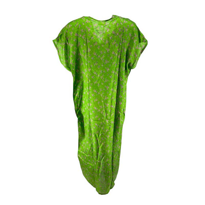 Wauw Kaftan SS Silk Unique Slik Dress Green Flower