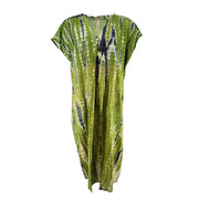 Wauw Kaftan SS Silk Unique Slik Dress Tie Dye Green