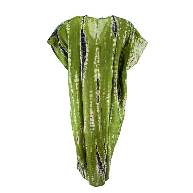 Wauw Kaftan SS Silk Unique Slik Dress Tie Dye Green
