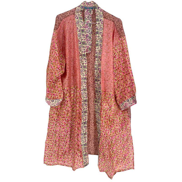 Wauw Unika Silk Kimono 3/4 Patchwork Rosa - J BY J Fashion