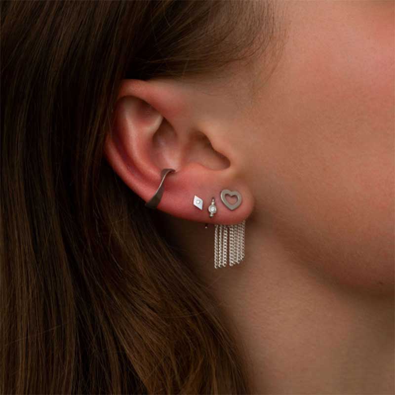 STINE A PETIT OPEN LOVE HEART EARRING SØLV