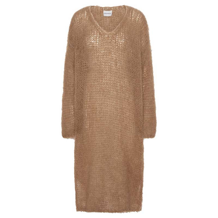 AMERICANDREAMS CAMILA V-NECK MOHAIR DRESS BRUN-J BY J Fashion