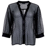 BLACK COLOUR BCDOT MESH BLOUSE SORT-J BY J Fashion