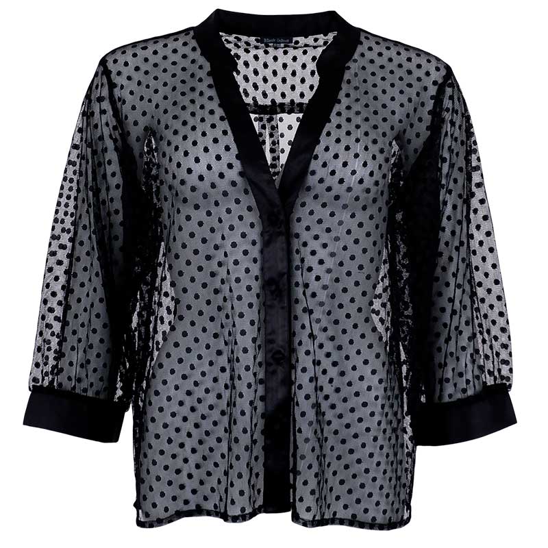 BLACK COLOUR BCDOT MESH BLOUSE SORT-J BY J Fashion