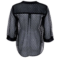 BLACK COLOUR BCDOT MESH BLOUSE SORT-J BY J Fashion
