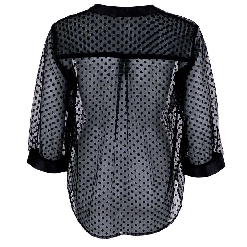 BLACK COLOUR BCDOT MESH BLOUSE SORT-J BY J Fashion
