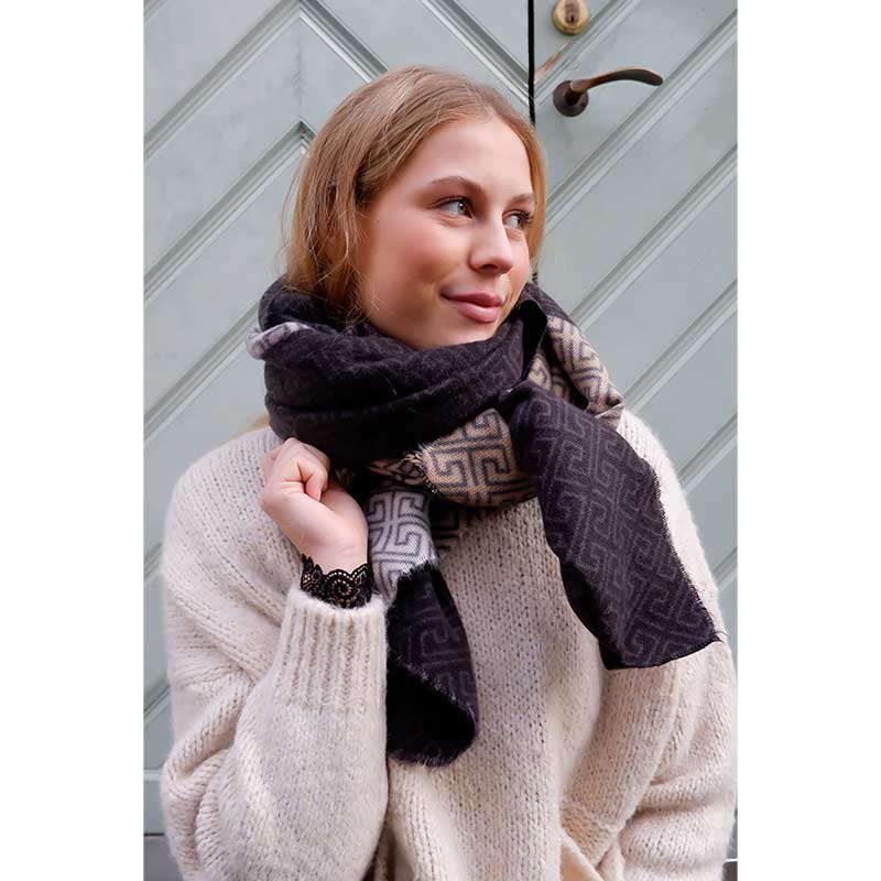 BLACK COLOUR BCROME SOFT WINTER SCARF GRÅ