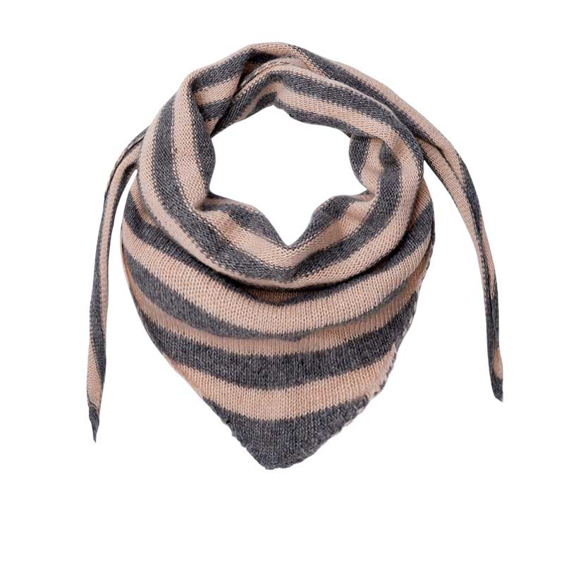 BLACK COLOUR BCTRIANGLE STRIPED KNIT SCARF GRÅ