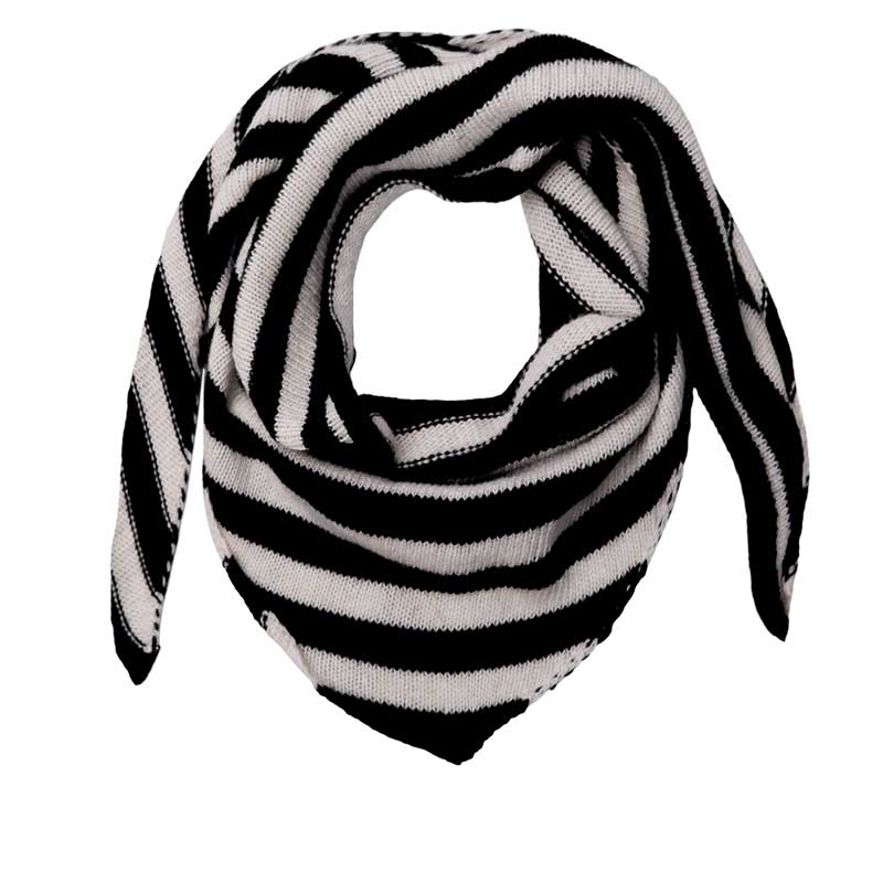 BLACK COLOUR BCTRIANGLE STRIPED KNIT SCARF SORT
