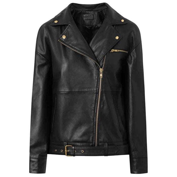 DEPECHE 50736 LEATHER BIKER JACKET SORT-fra-DEPECHE-hos-J BY J Fashion