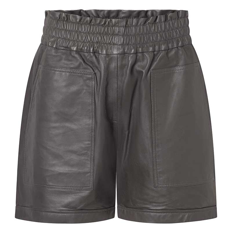 DEPECHE 50772 LEATHER SHORTS GRÅ-fra-DEPECHE-hos-J BY J Fashion