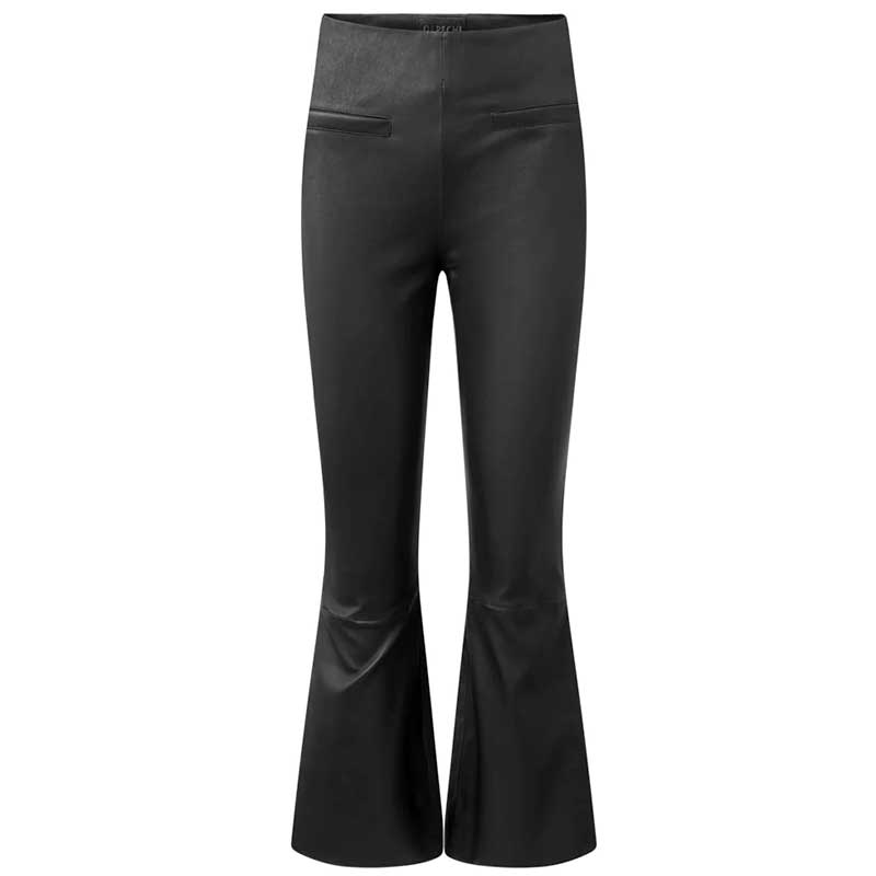 DEPECHE 50896 LEATHER FLARE PANTS SORT