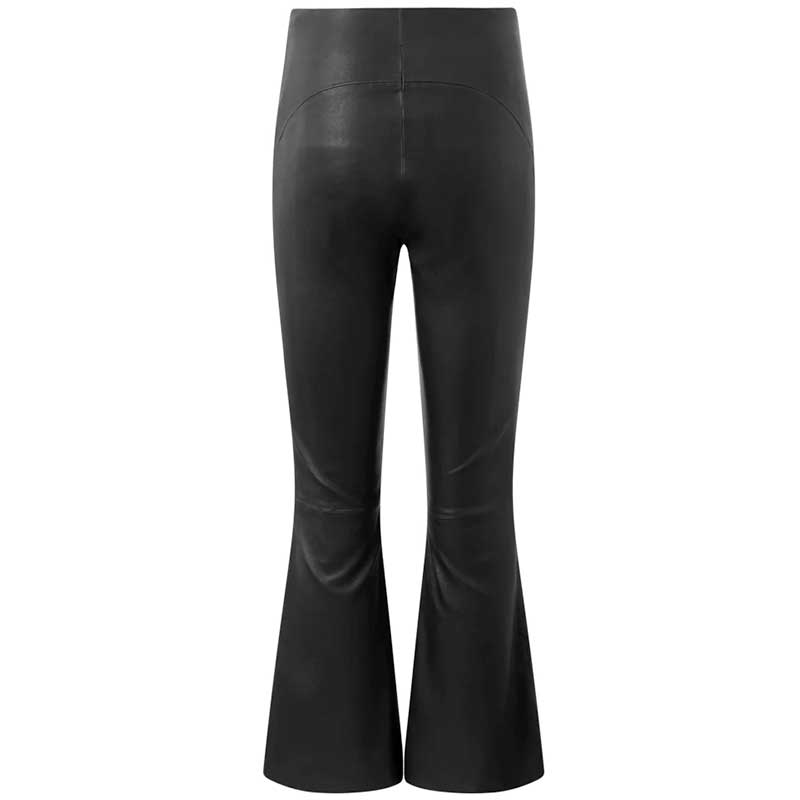 DEPECHE 50896 LEATHER FLARE PANTS SORT