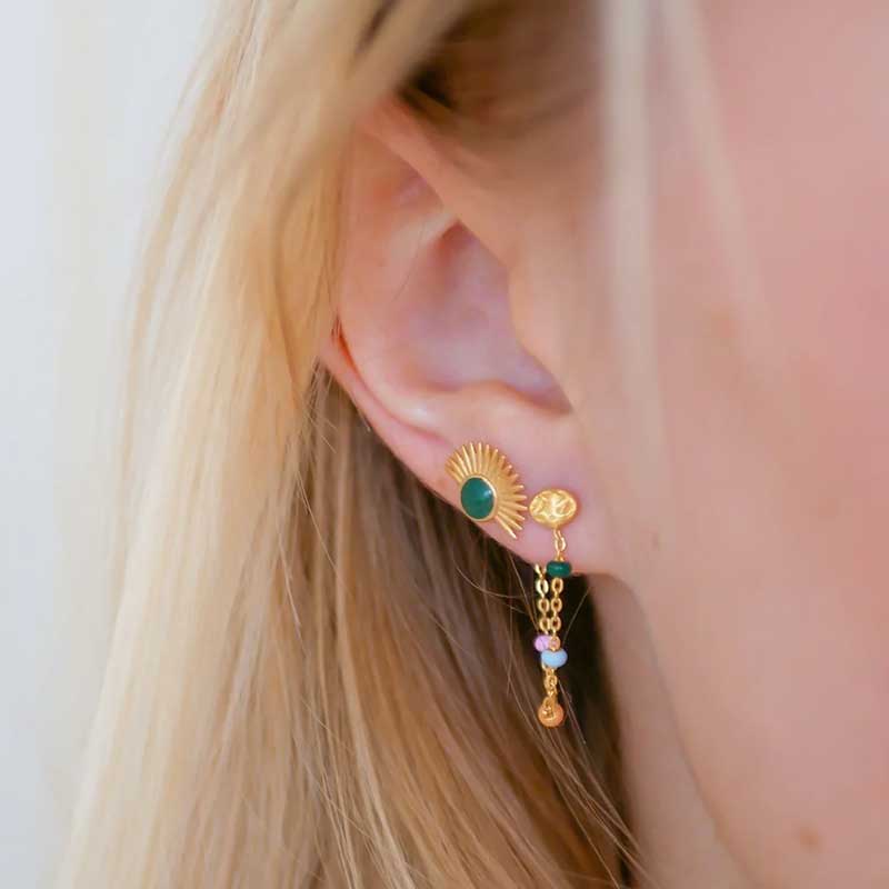 ENAMEL ARMY SOLEIL STUD GULD - J BY J Fashion