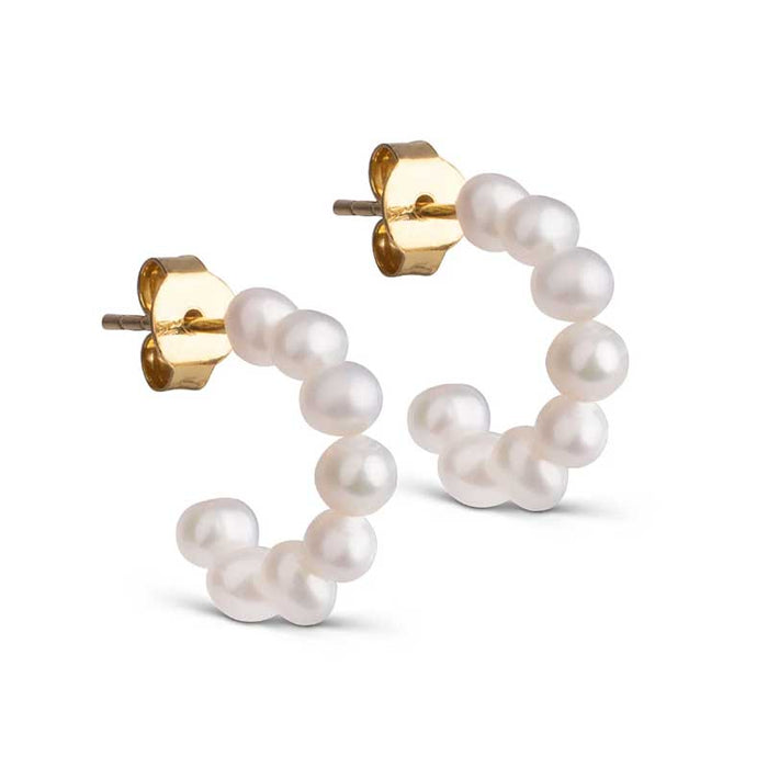 ENAMEL PEARLIE MINI HOOPS GULD - J BY J Fashion