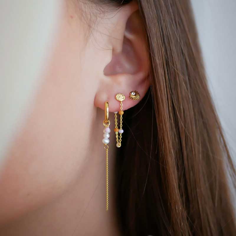ENAMEL PETITE SILVER SOLEIL STUD GULD - J BY J Fashion