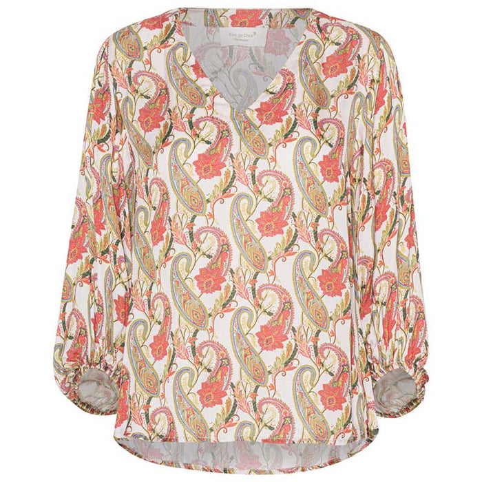 EVA GO DIVA ELENA V-NECK BLOUSE OFF WHITE-J BY J Fashion