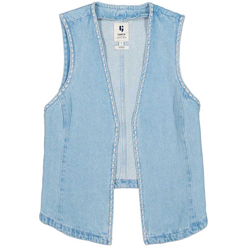 GARCIA C30091 LADIES DENIM WAISTCOAT LYSEBLÅ