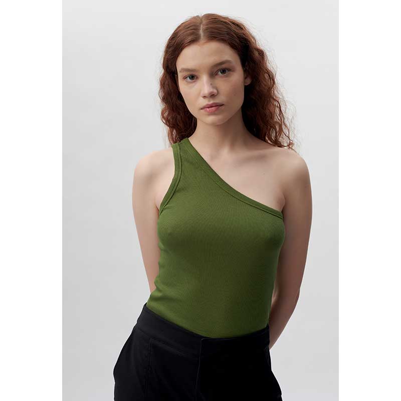 GESTUZ DREWGZ ONE SHOULDER TOP GRØN