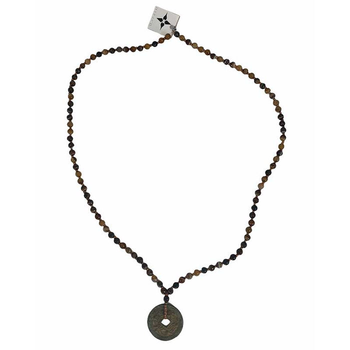 HIPZEN AGAT GLAS PERLE HALSKÆDE BRUN-fra-HIPZEN-hos-J BY J Fashion