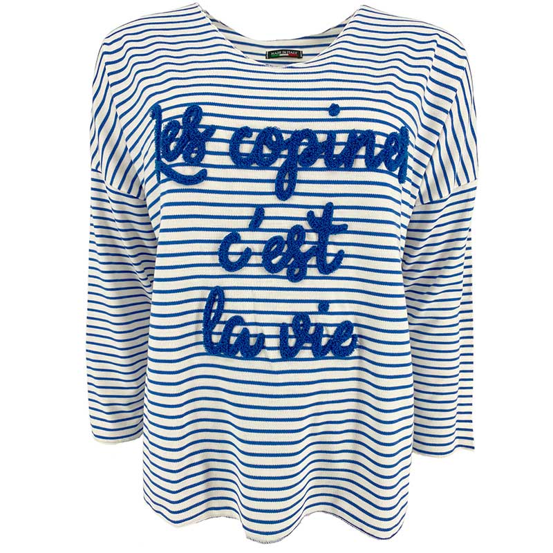 J BY J 25882 STRIPED LS T-SHIRT BLÅ-J BY J Fashion