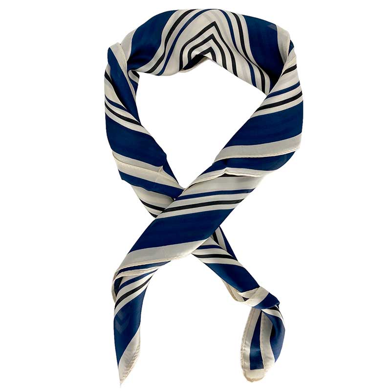 J BY J MINI SILK & VISKOSE STRIPED SCARF NAVY - J BY J Fashion