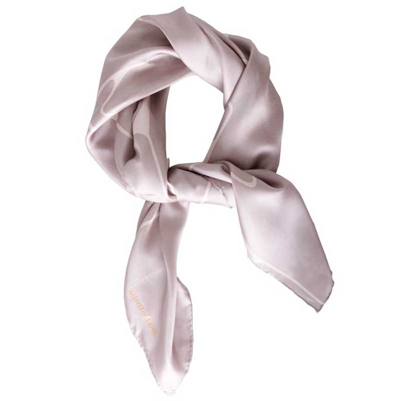 MIND OF LINE GRAPHIC SMALL SILK SCARF SAND