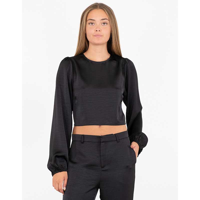 NEO NOIR AURA HEAVY SATEEN BLOUSE SORT