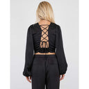 NEO NOIR AURA HEAVY SATEEN BLOUSE SORT - J BY J Fashion