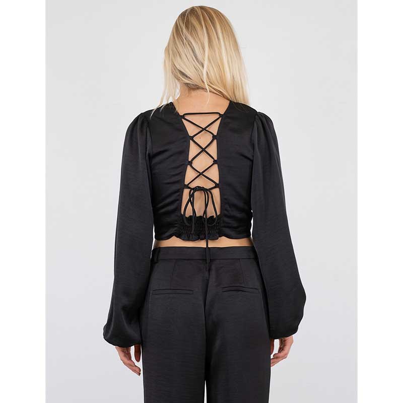 NEO NOIR AURA HEAVY SATEEN BLOUSE SORT