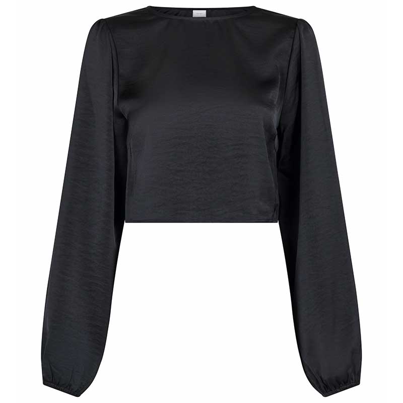 NEO NOIR AURA HEAVY SATEEN BLOUSE SORT