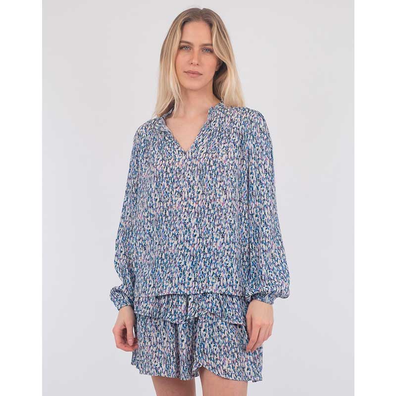 NEO NOIR BISA COLOR HAZE BLOUSE BLÅ