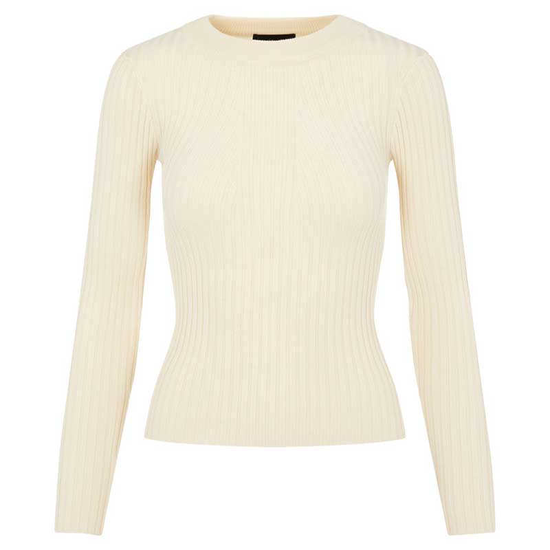 PIECES PCCRISTA LS O-NECK KNIT NOOS BC OFF WHITE