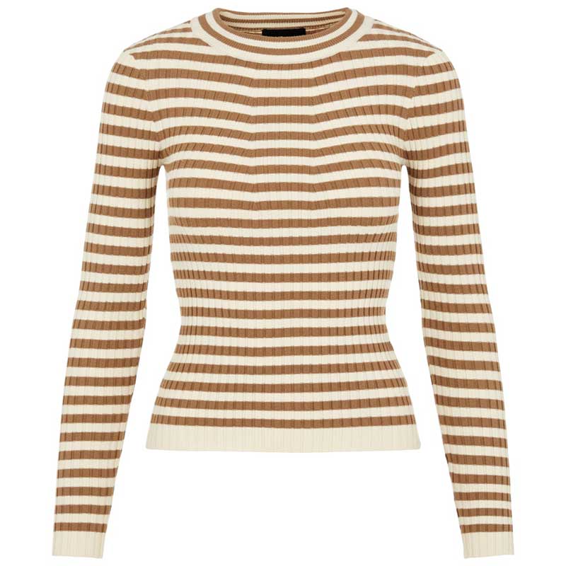 PIECES PCCRISTA LS O-NECK KNIT OFF WHITE-J BY J Fashion
