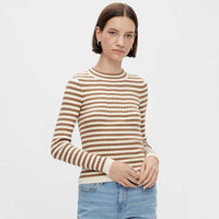 PIECES PCCRISTA LS O-NECK KNIT OFF WHITE-J BY J Fashion