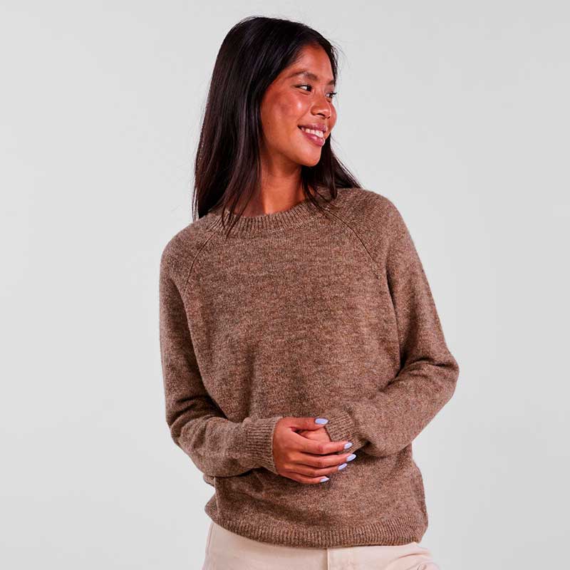 PIECES PCJULIANA LS O-NECK KNIT NOOS BC BRUN-J BY J Fashion