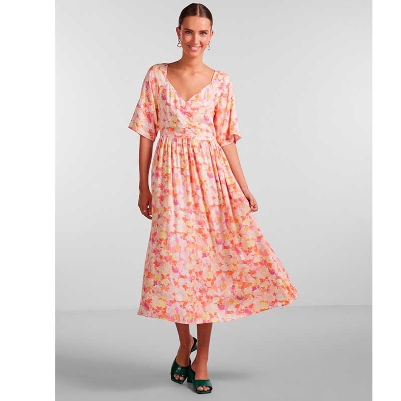 PIECES PCKALANI 2/4 MIDI DRESS BC PEACH