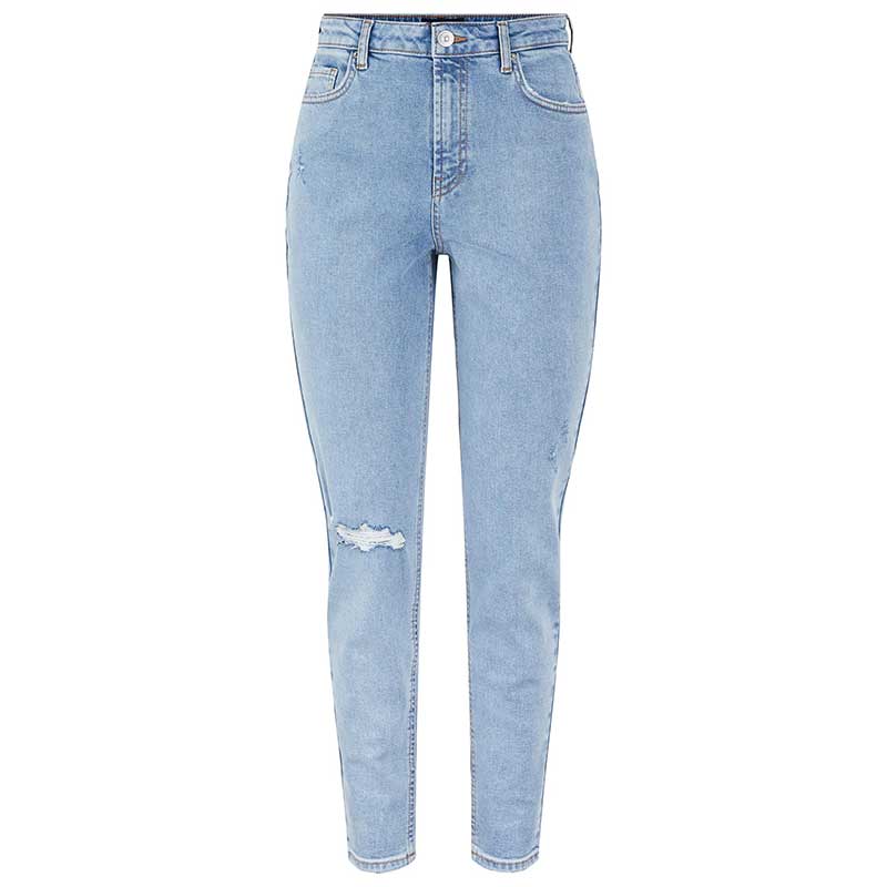 PIECES PCLEAH MOM HW ANK DEST LB JEANS LYSEBLÅ