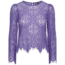 PIECES PCNELLA LS LACE TOP D2D LILLA - J BY J Fashion