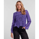 PIECES PCNELLA LS LACE TOP D2D LILLA - J BY J Fashion