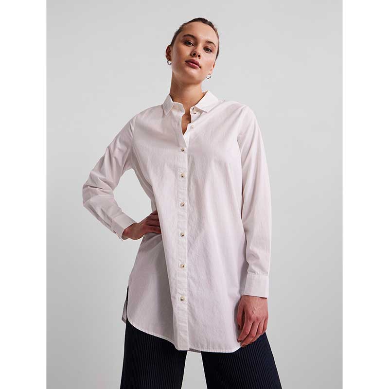 PIECES PCNOMA LS LONG SHIRT NOOS BC HVID