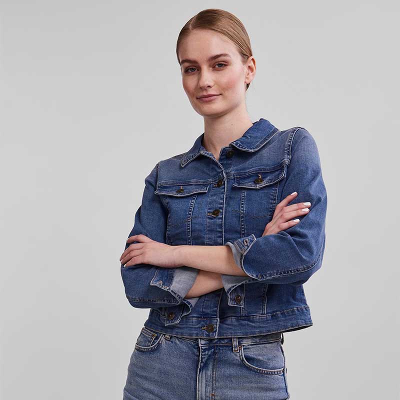 PIECES PCOIA LS DNM JACKET BLÅ