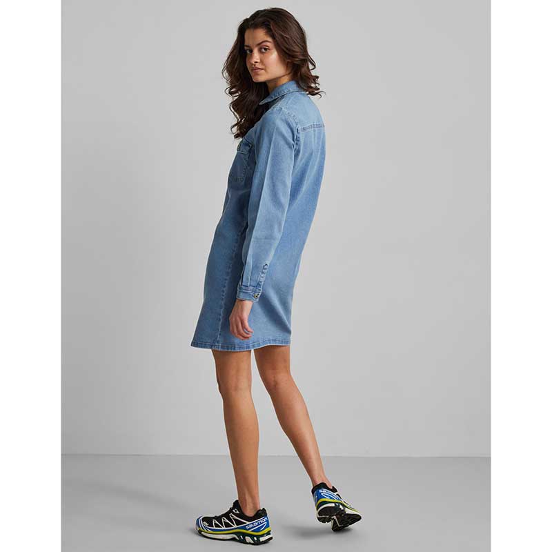 PIECES PCPERRY L/S DENIM DRESS NOOS BC LYSEBLÅ