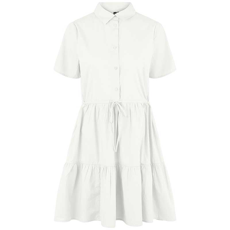 PIECES PCVALDINE SS SHIRT DRESS HVID - J BY J Fashion