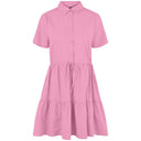 PIECES PCVALDINE SS SHIRT DRESS PINK - J BY J Fashion